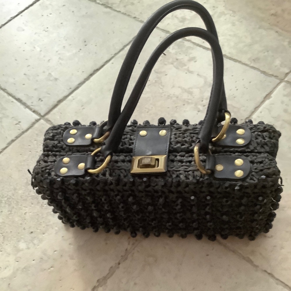 Black Handbag with Gold Accents